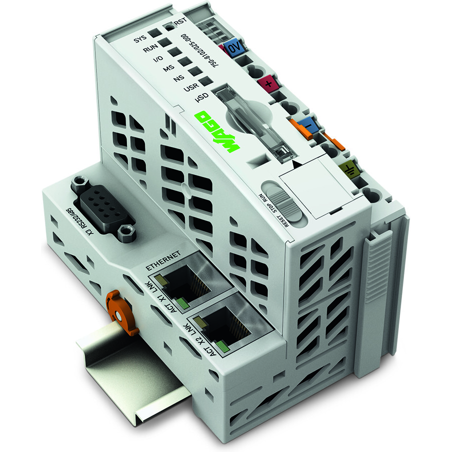 WAGO-750-8102/025-000 以太网控制器 Controller PFC100, 2 x ETHERNET, RS-232/-485, Ext. Temperature