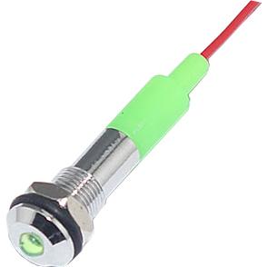 Mallory Sonalert Products-FL1M-6SW-1-G24V Panel Mount Indicators LED Panel Mount Indicator Uni-Color Green 10000mcd 2-Pin Bulk