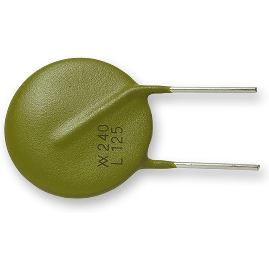 TE Connectivity-LVR125S PTC 可自复保险丝 PTC Resettable Fuse 1.25A(hold) 2.5A(trip) 240VAC 12.5A 3.3W 23s 0.17Ohm Radial 21.2 X 5.3mm Bag