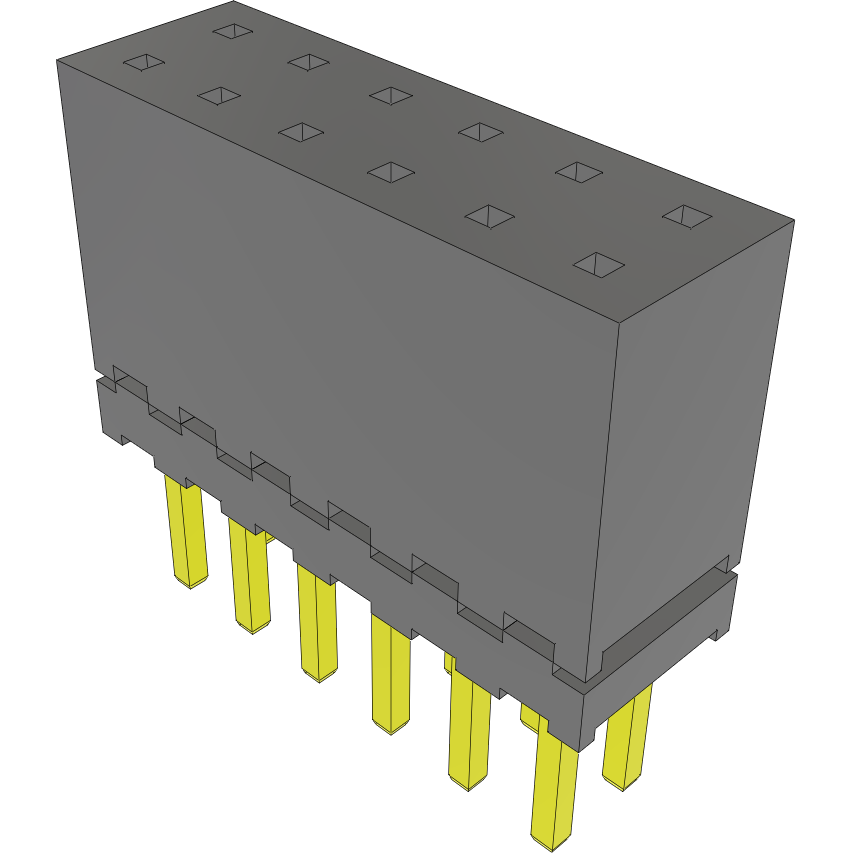Samtec-ESQT-106-03-G-D-309 Steckverbinderleisten und Leiterplattenbuchsen Conn Elevated Socket SKT 12 POS 2mm Solder ST Top Entry Thru-Hole Layer