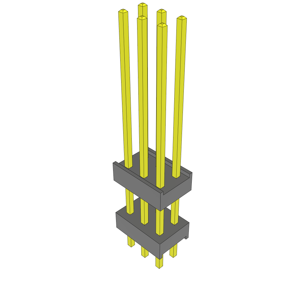 Samtec-ZW-03-13-G-D-400-130 Embases de raccordement et réceptacles PCB Conn Board Stacker HDR 6 POS 2.54mm Solder ST Thru-Hole Bulk