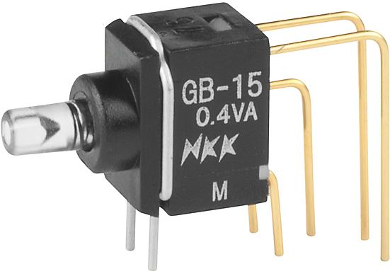NKK Switches-GB15JVF Druckknopfschalter Switch Push Button ON (ON) SPDT Round Plunger 0.1A 28VAC 28VDC 0.4VA Momentary Thru-Hole PC Pins