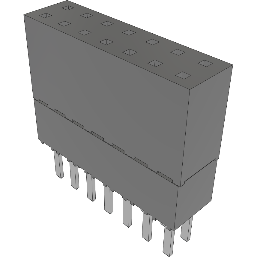 Samtec-ESW-107-23-S-D 连接器插头及 PCB 插座 Conn Elevated Socket SKT 14 POS 2.54mm Solder ST Top Entry Thru-Hole Bulk