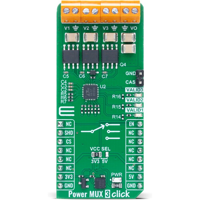 MikroElektronika-MIKROE-6622 Placas y kits de desarrollo de administración de potencia LTC4417 OR Controller 12V Output Click Board