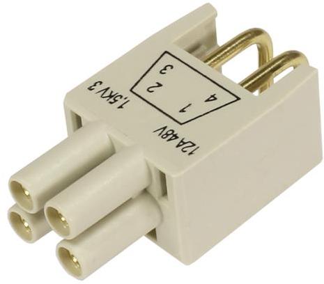 HARTING-09465004400 Raccordement d'alimentation Conn Power F 4 POS Solder RA Thru-Hole 4 Terminal 1 Port
