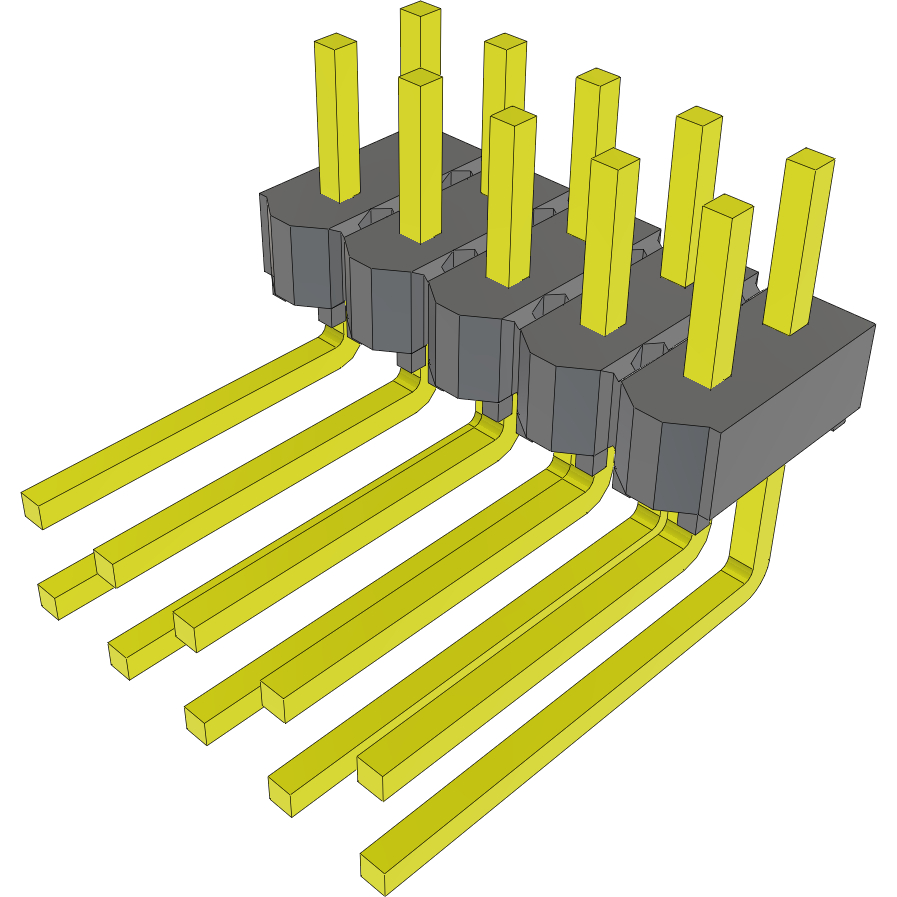 Samtec-MTSW-105-22-G-D-142-RA Steckverbinderleisten und Leiterplattenbuchsen Conn Unshrouded Header HDR 10 POS 2.54mm Solder RA Side Entry Thru-Hole Bulk