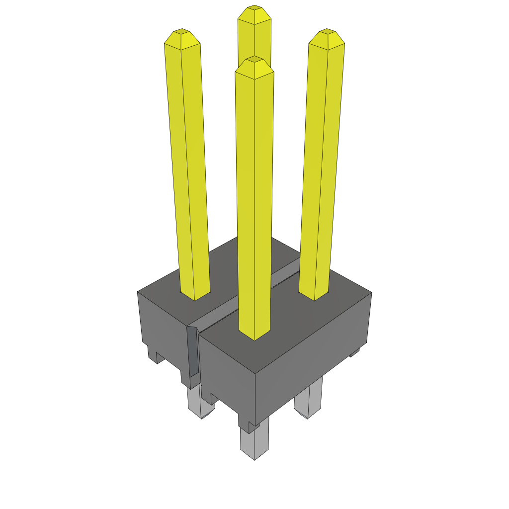 Samtec-HTSW-102-14-S-D Embases de raccordement et réceptacles PCB Conn Unshrouded Header HDR 4 POS 2.54mm Solder ST Top Entry Thru-Hole