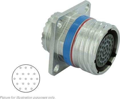 SOURIAU-8D015F19SN-LC Connecteur circulaire Conn Circular SKT 19 POS Crimp ST Flange Mount 19 Terminal 1 Port