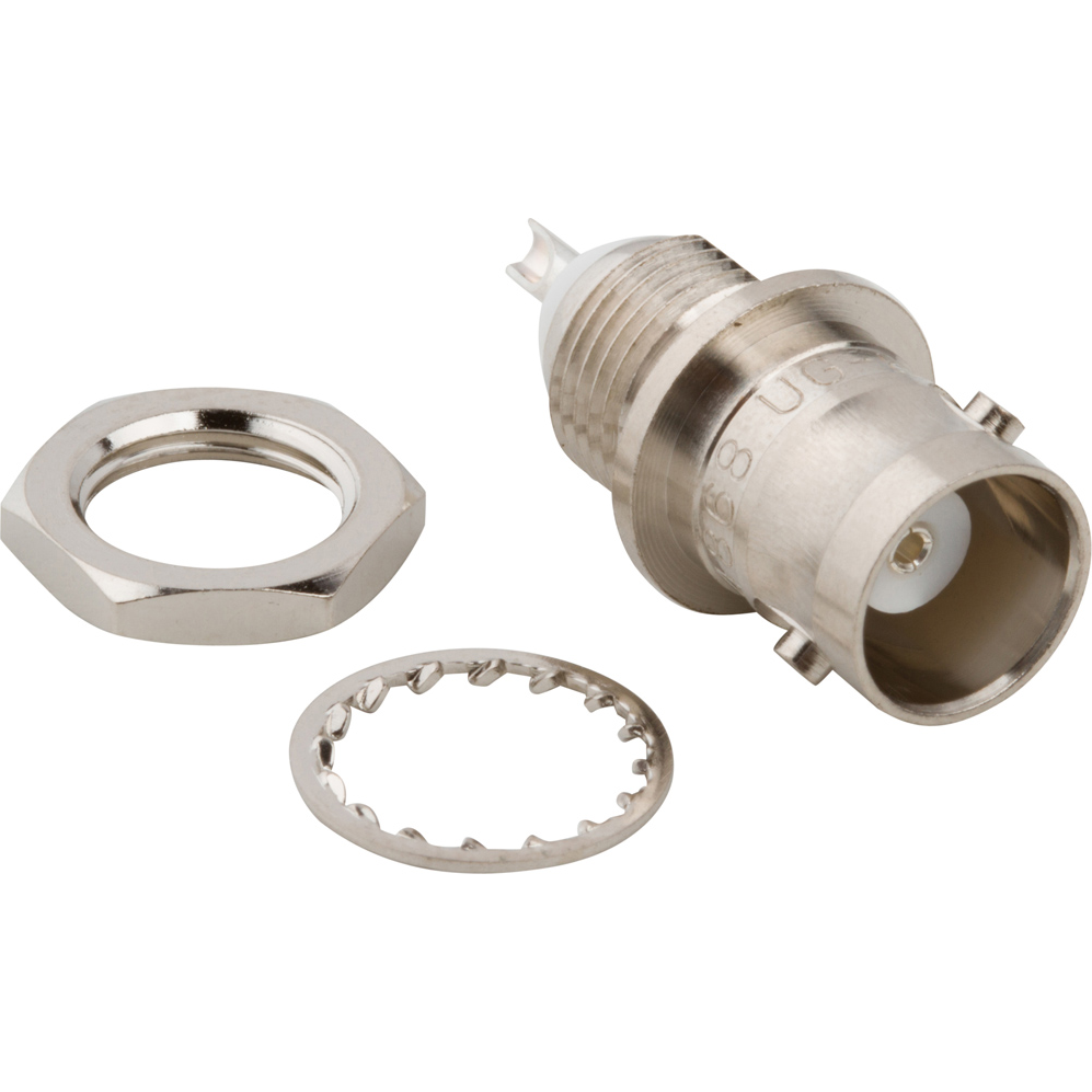 Amphenol RF-000-5575 RF-Steckverbinder Conn BNC 0Hz to 2GHz 50Ohm Solder Cup ST Panel Mount RCP Silver