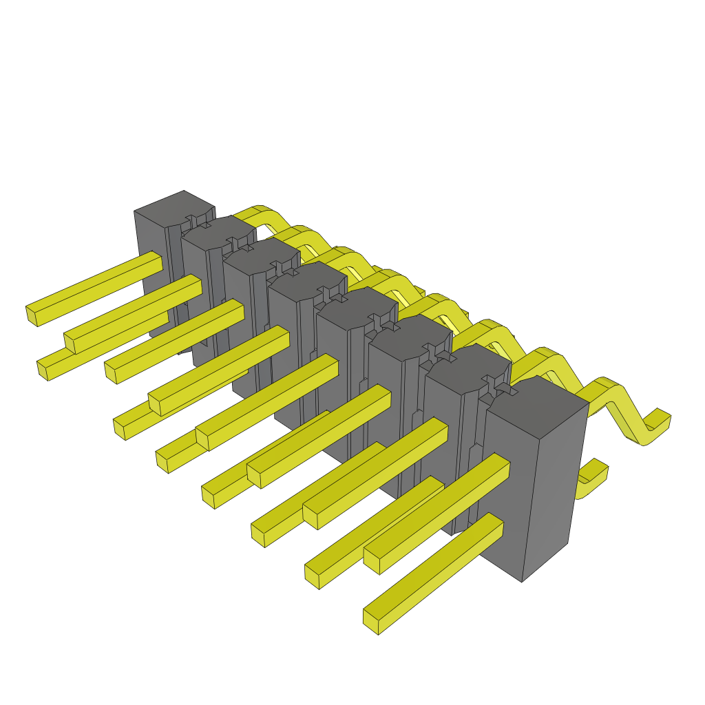 Samtec-TSM-108-01-L-DH-003 连接器插头及 PCB 插座 Conn Unshrouded Header HDR 16 POS 2.54mm Solder RA Side Entry SMD Tube