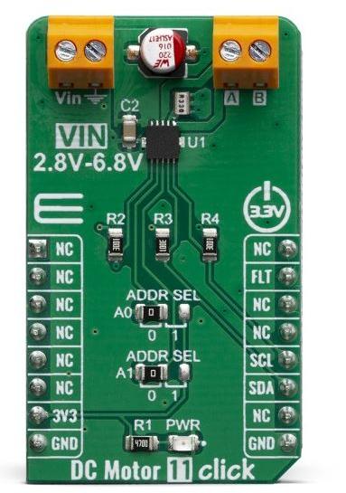 MikroElektronika-MIKROE-3649 Cartes et kits de développement de gestion de la puissance DRV8830 Motion Motor Control Click Board