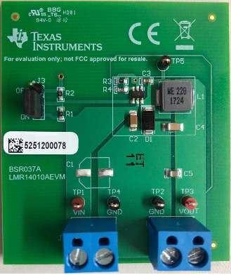 Texas Instruments-LMR14010AEVM Cartes et kits de développement de gestion de la puissance LMR14010A DC to DC Converter and Switching Regulator Chip 5V Output Evaluation Board