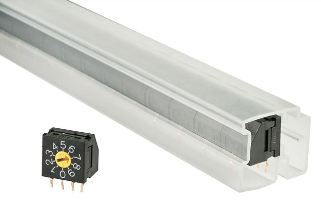 NKK Switches-FR01FC10H-06XL-S Switch DIP Switch DIP N.O./N.C. SP10T 10 Flush Screwdriver 0.1A 5VDC PC Pins 1000Cycles Thru-Hole Tube