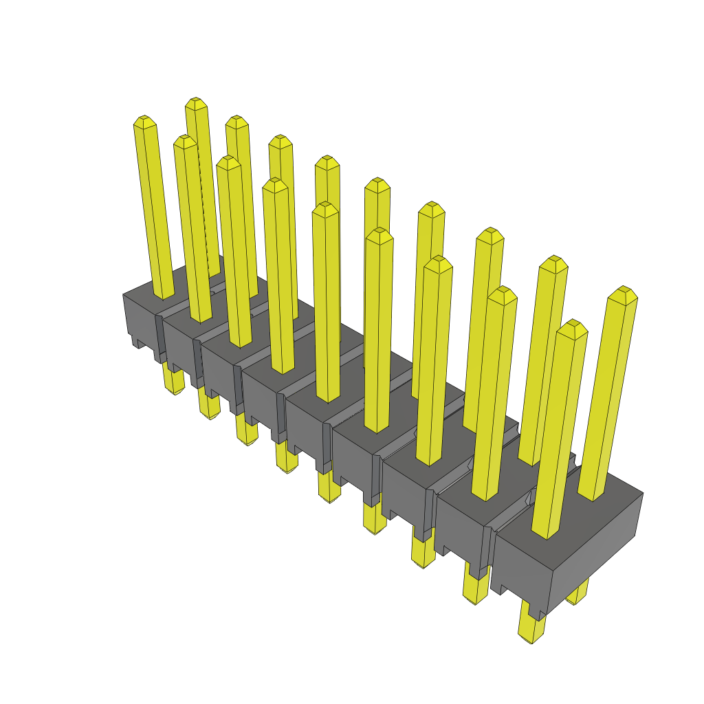Samtec-TSW-109-14-S-D-LL Cabezales del conector y receptáculos PCB Conn Unshrouded Header HDR 18 POS 2.54mm Solder ST Top Entry Thru-Hole Bulk