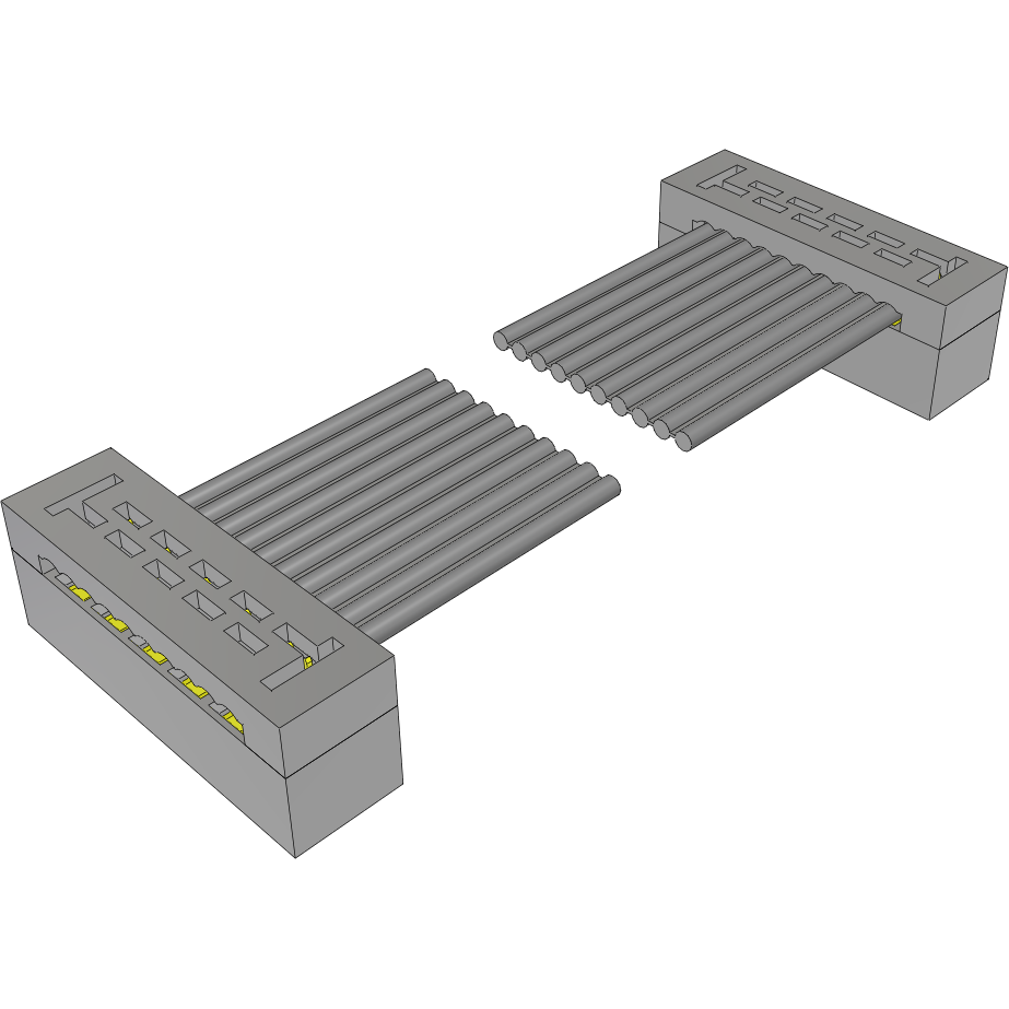 Samtec-TCSD-05-D-03.00-01 Flachband Kabelbaugruppen Cable Assembly 0.076m 28AWG 1mm 10 to 10 POS IDC Connector to IDC Connector F-F TIGER EYE™ Bulk