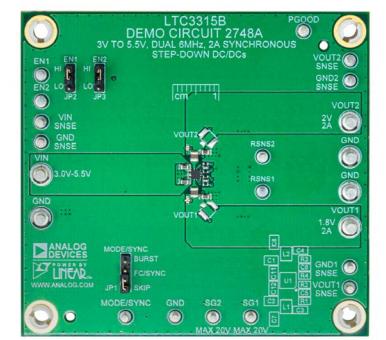 Analog Devices-DC2748A Power Management Development Boards and Kits LTC3315B DC to DC Converter and Switching Regulator Chip 1.8V/2V Output Demonstration Circuit
