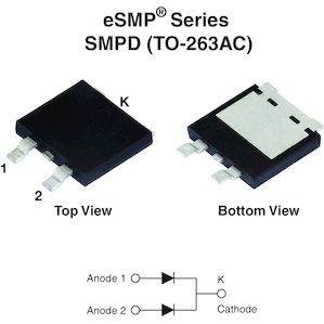 Vishay-V40D60CHM3/I Rectifiers Diode Schottky 60V 40A 3-Pin(2+Tab) SMPD T/R Automotive AEC-Q101