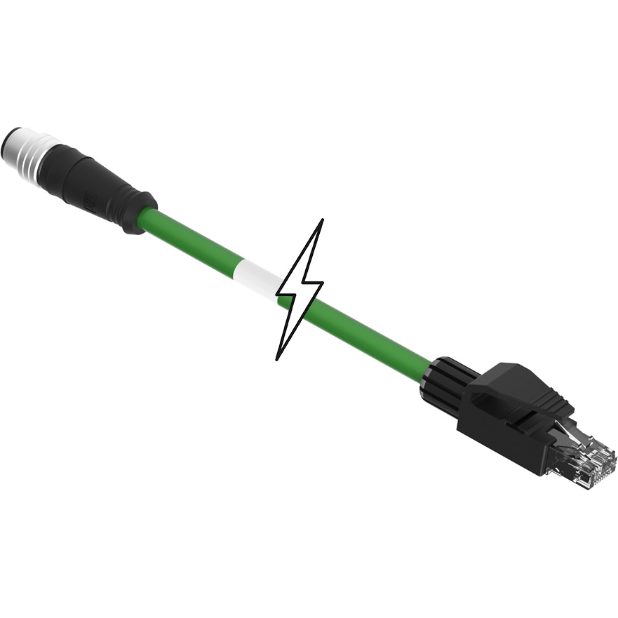 Molex-E16A03011M010 Montajes de cables, otros Cable Assembly Shielded 1m 22AWG M12 Circular to RJ-45 4 to 4 POS M-M Micro-Change®