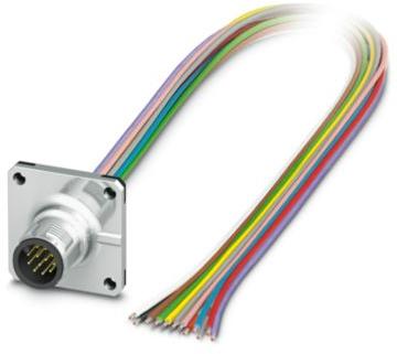 PHOENIX CONTACT-1441707 Andere Kabelbaugruppen Sensor/actuator flush-type plug, 12-pos., M12, A-coded, front/square flange mounting, with 0.5 m TPE litz wire,12 x 0.14 mm2