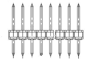 Amphenol Communications Solutions-75160-102-09LF Connector Headers and PCB Receptacles BergStik®, Board to Board connector, Unshrouded vertical header, through hole, single Row,9 position, 2.54mm pitch