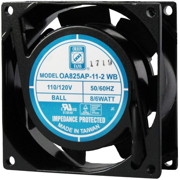 ORION FANS-OA825AP-11-1TB Blowers and Fans AC Fan Axial Ball Bearing 115V 80V to 130V 25CFM 28dB 80 X 80 X 27mm High Speed