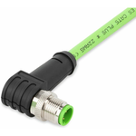 Ethernet/PROFINET Cable, Angled, 20 m, fitted on one End, D-coded, M12 Plug, Angled, one free Cable End