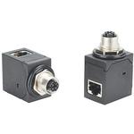 Conn RJ-45/M12 Circular Adapter F/F 8/4 POS RA