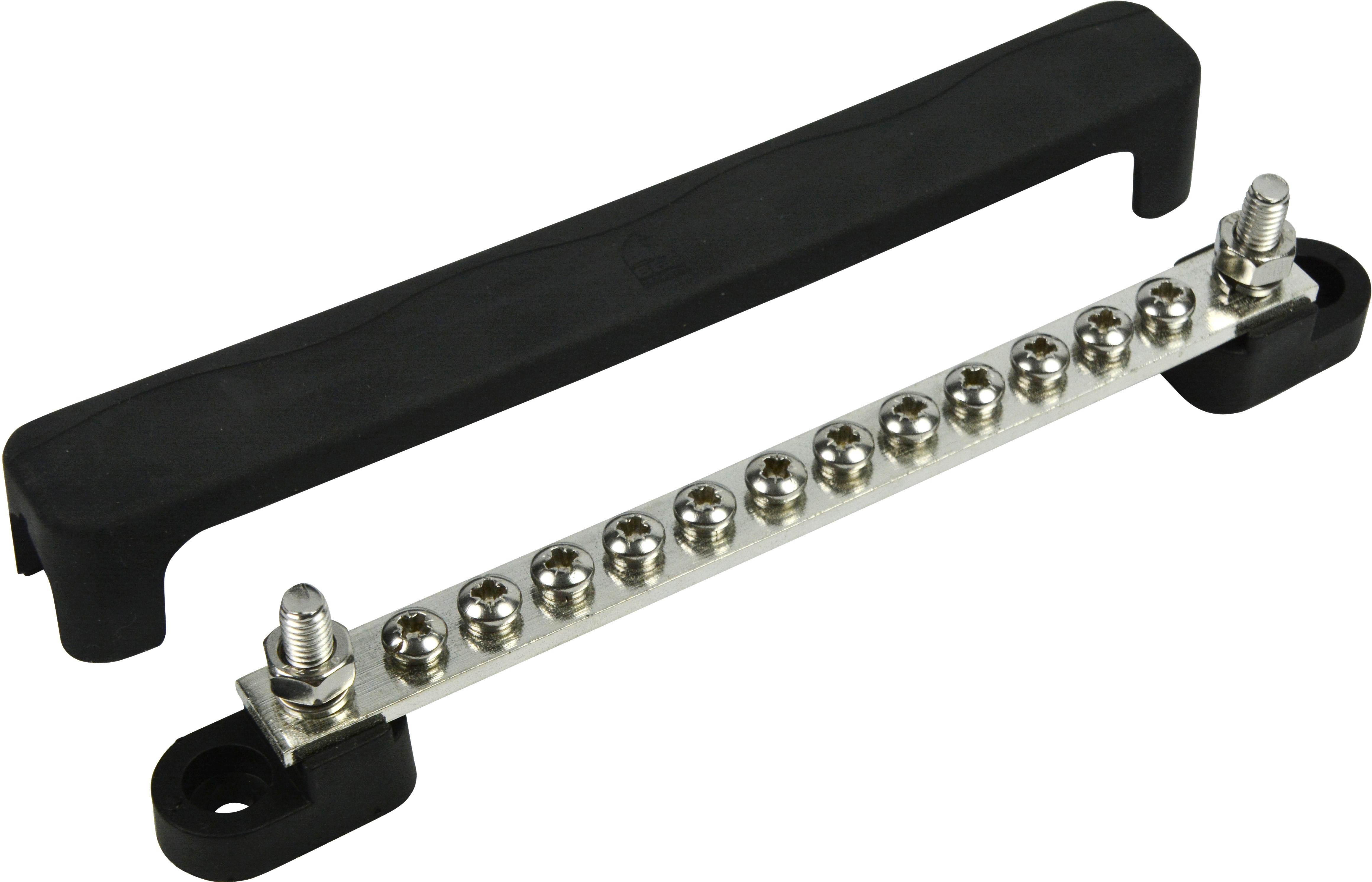 BEP Marine-BB-12W-2S/DSP null Buss Bar - 12 Way/100A with 2 Input Studs (with covers)