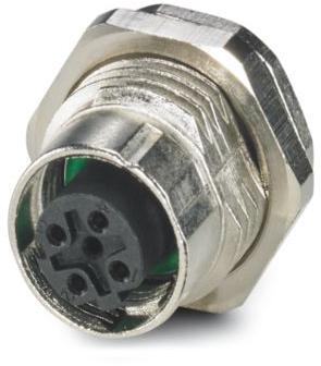 PHOENIX CONTACT-SACC-DSI-M12FSD-4CON-M16 Sensor Accessories Bus system flush-type socket, Ethernet and PROFINET, 4-pos., M12 SPEEDCON, shielded, D-coded, rear/screw mounting with M16 thread, with straight solder connection