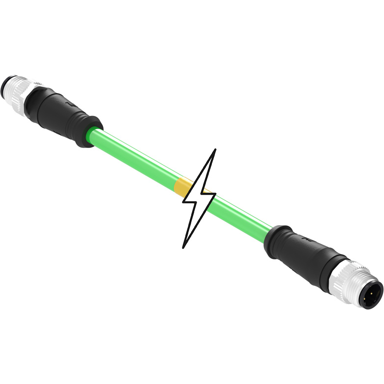 Molex-1201088311 null Micro-Change (M12) Double-Ended Cordset, 4 Poles, Male (Straight) to Male (Straight), WSOR Cable, 22 AWG, 10.0m (32.81 ) Length