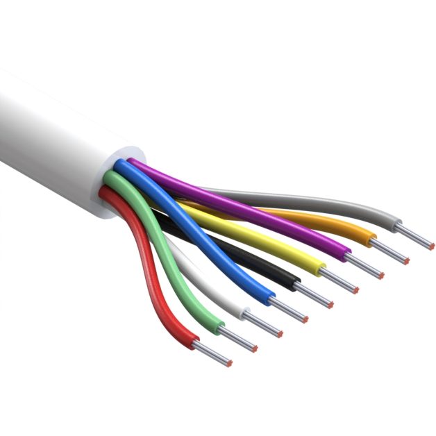 Tensility International-30-00529 Kabel, Mehrleiter Wire, 9C TS, 28 AWG, UL2464, 300V, 80C, 4.8 mm, VW-1, PVC, white