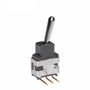 NKK Switches-A18AH Switch Toggle Switch Toggle (ON) OFF (ON) SPDT Bat Lever PC Pins 0.1A 28VAC 28VDC 0.4VA PC Mount with Bracket