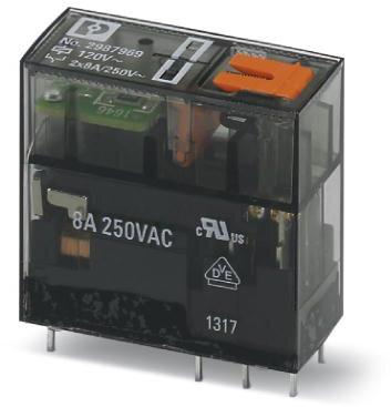 PHOENIX CONTACT-2987969 Power Relays Power Relay 120VAC 8A DPDT(29x12.7x25)mm THT