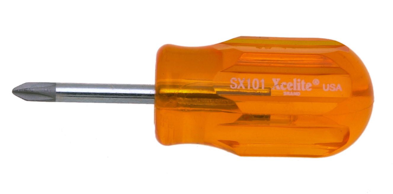 Weller Tools-SX102BKN Screwdrivers No. 2 x 1 5/16In Round Blade Stubby Phillips Screwdriver, Amber