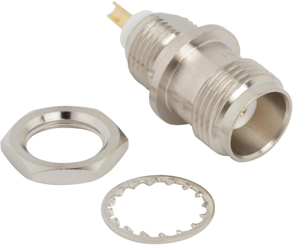 Amphenol RF-031-2301 Conector RF Conn TNC 0Hz to 11GHz 50Ohm Solder Cup ST Panel Mount RCP Gold