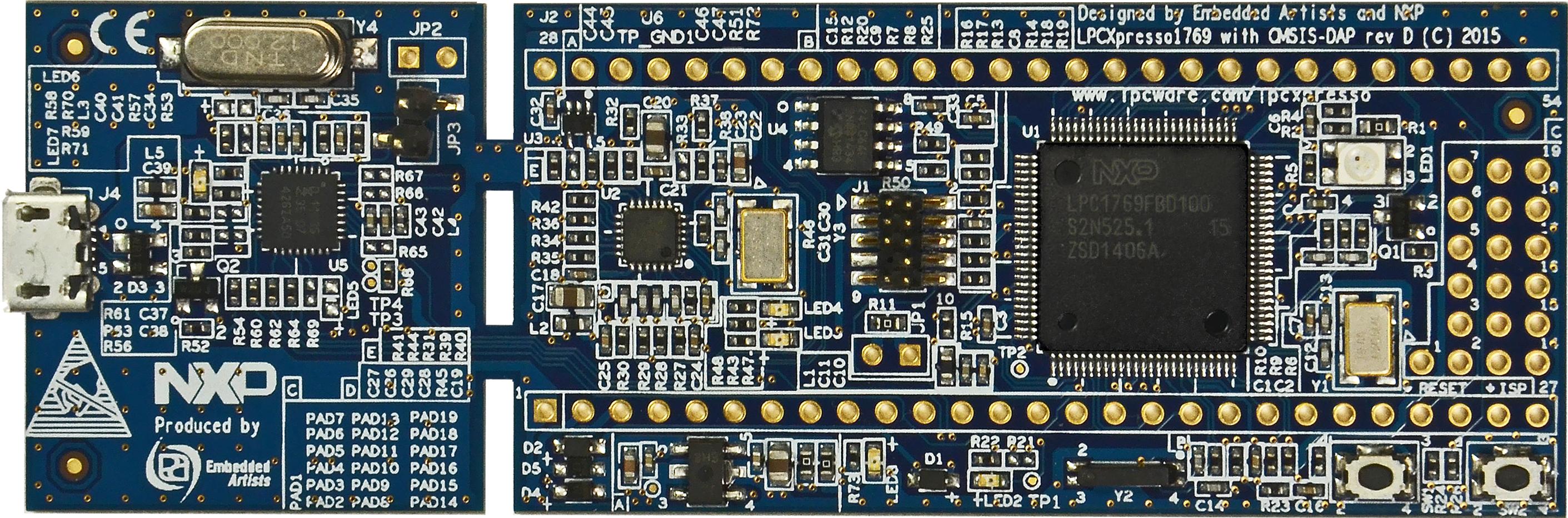 NXP Semiconductors-OM13085UL Eingebettete Systementwicklungsboards und -kits LPC1769FBD100 Microcontroller Development Board 64KB RAM 512KB Flash