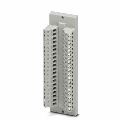 PHOENIX CONTACT-2280349 Modules d'interface The VARIOFACE feed-through module implements a 1:1 connection between screw connection terminal blocks and a D-SUB miniature socket strip (number of positions: 37). A separate ground tap is available.