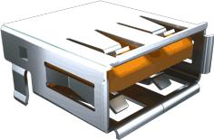 Samtec-USBR-A-S-S-O-SM1 Connector USB Conn USB 2.0 Type A RCP 4 POS 2.5mm/2mm Solder RA SMD 4 Terminal 1 Port Tray
