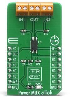 MikroElektronika-MIKROE-4109 Energiemanagement, Entwicklungsplatinen und -kits TPS2115APWR Power Muxe 0.3V to 6V Output Click Board