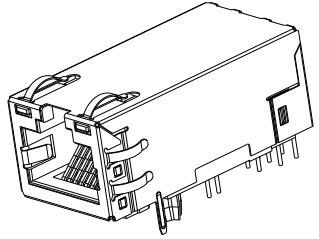 Bel Fuse-2250507-1 Steckverbinder, Telefon und Telekommunikation Conn RJ-45 F 8 POS 1.01mm Solder RA Thru-Hole 20 Terminal 1 Port Tray