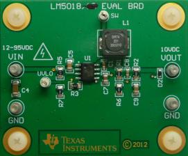 Texas Instruments-LM5018EVAL/NOPB Placas y kits de desarrollo de administración de potencia LM5018 DC to DC Converter and Switching Regulator Chip 10V Output Evaluation Board