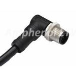 M Series, M12, A Code, Metal, 4A, 05 pins, Male Connector, Male Contact, Right Angle, Screw Thread, Overmolded, Length 1000mm, IPX8