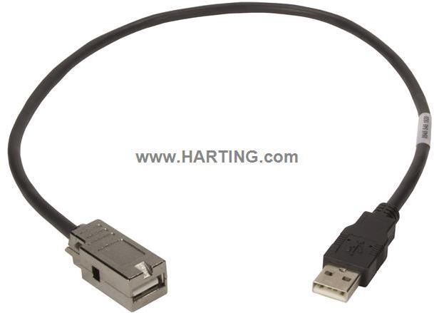 HARTING-09455451923 USB Kabelbaugruppen USB 2.0 PFT A plug - A jack, Copper Cable, Round