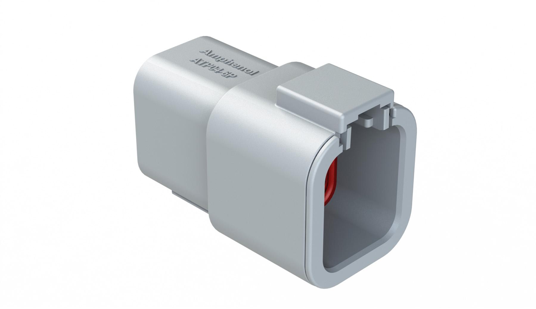 Amphenol-ATP04-6P Einzeladersteckverbinder, Gehäuse Conn Housing RCP 6 POS Crimp ST Cable Mount Gray Box