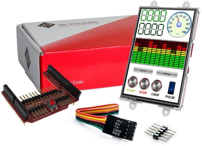 4D Systems-ULCD-35DT-AR Modules TFT 3.5" LCD Pack for Arduino w/Adaptor Shield + Cable