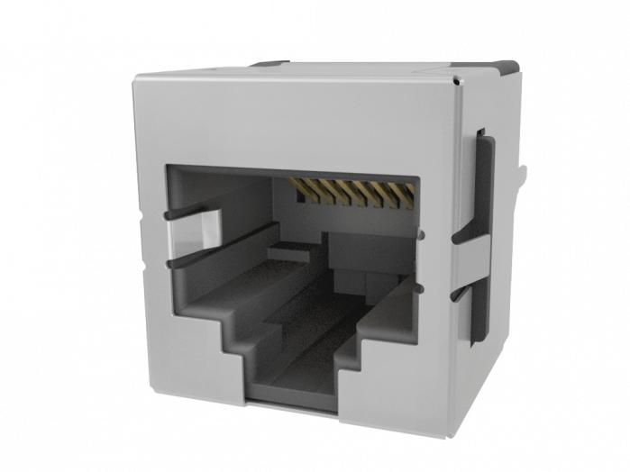 Amphenol-RJE741887420 Steckverbinder, Telefon und Telekommunikation Conn RJ-45 F 8 POS 1.27mm Solder ST Thru-Hole 8 Terminal 1 Port Cat 3 Tray