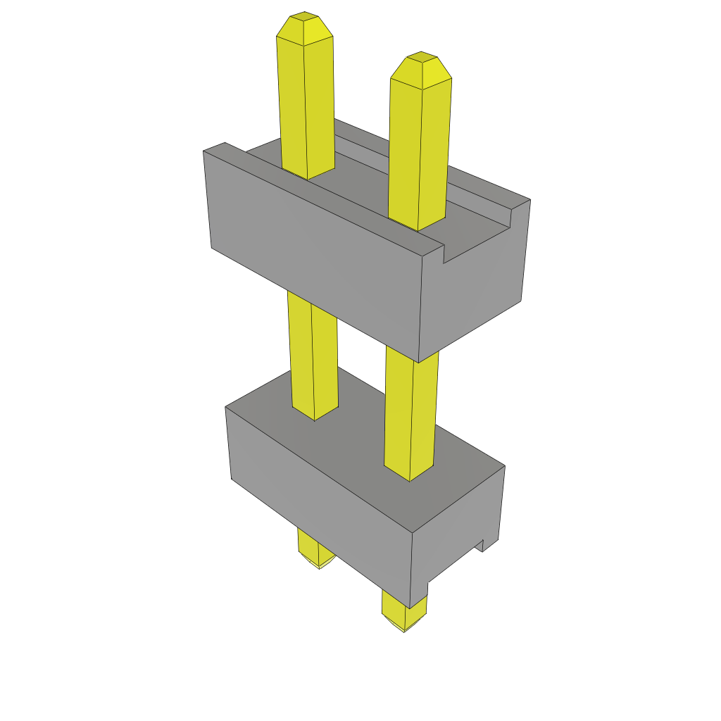 Samtec-TW-02-02-LM-S-230-075 Embases de raccordement et réceptacles PCB Conn Board Stacker HDR 2 POS 2mm Solder ST Top Entry Thru-Hole Bulk