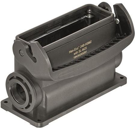 HARTING-19430240291 Schrumpfbalgenadapter Surface Mount Housing 90° 24/B Shell Size Glass Fibre Reinforced Polyamide Self Lock