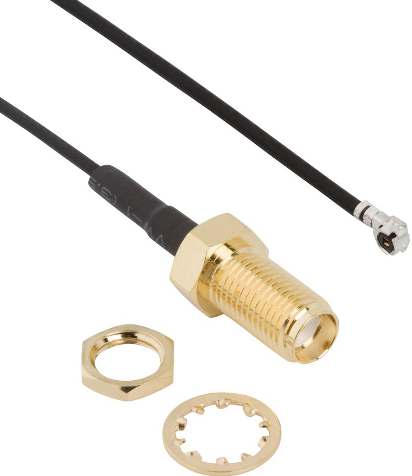 Amphenol RF-336313-14-0050 Kabelbaugruppen Koaxial Cable Assembly 1.37mm Cable 0.05m SMA to AMC F-M Bag