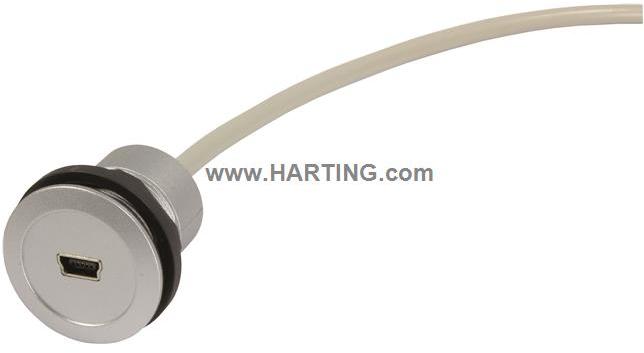 HARTING Technology Group-09454521909 Cable Assembly USB Cable Assembly 1m USB 2.0 Type A to Mini USB Type B F-M